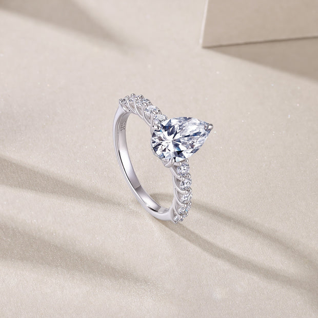 Moonlight Water Drop - A Fashionable Diamond Jewelry Piece Set With Moissanite S925 Sterling Silver And Platinum Diamond Ring