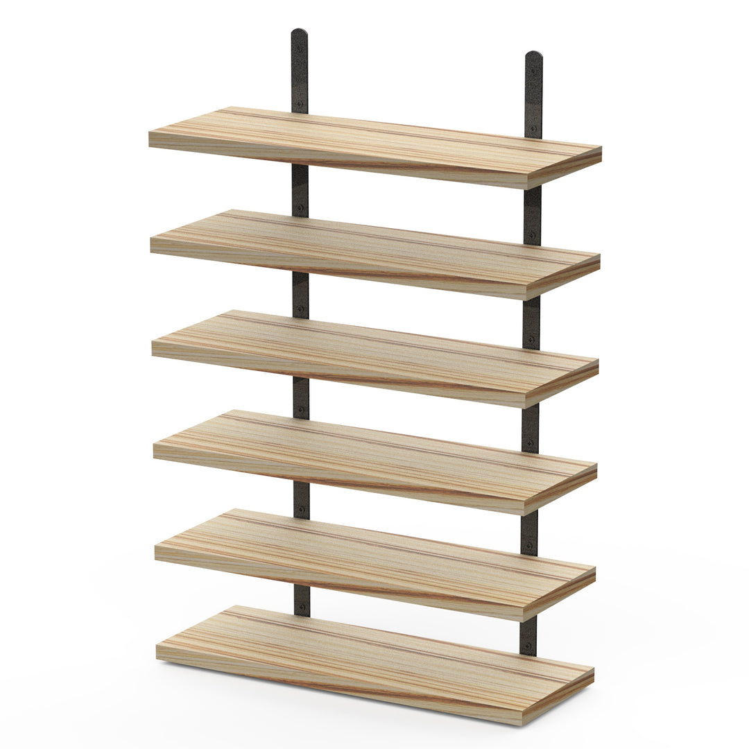 6 Sets Floating Shelves 15.74x5.74Inch Wall Mounted Shelves Wood Storage Shelves Metal Bracket Hanging Display Shelf Wall Organizer For Living Room Bathroom Kitchen Decor