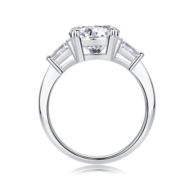 Shining Step By Step - A Fashionable Diamond Jewelry Piece Set With 3-carat Moissanite S925 Sterling Silver And Platinum Diamond Ring.