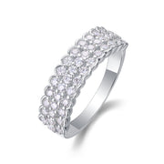 Multi-row Diamond Ring Luxury Fashion Set Moissanite Silver Ring