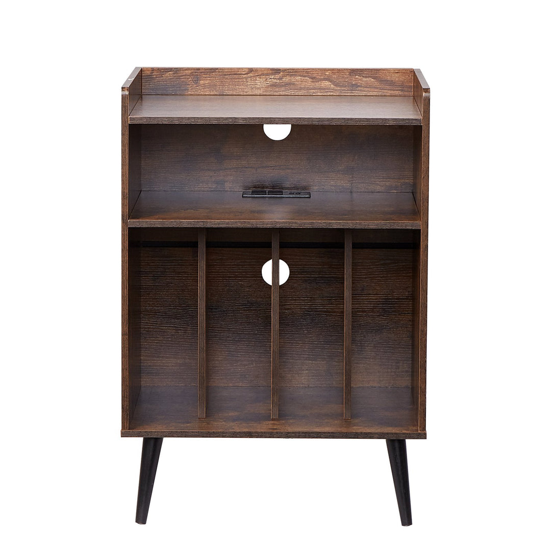 Record Player Stand With LED Light, 3 Tiers Turntable Stand With Charging Station & USB Ports, Holds Up To 150 Albums, Vinyl Record Storage Cabinet With Display Shelf For Bedroom, Living Room