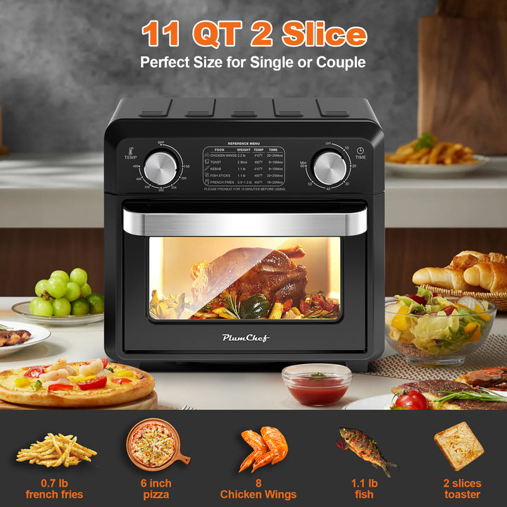 11QT Compact Air Fryer Toaster Oven, 1000W, Convection Countertop