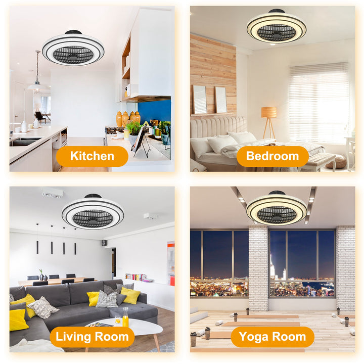 20.5in Ceiling Fan With Light Round Pendant Fan Lamp 30W LED Ceiling Fan With 3-Fan Speed Remote Control Timer APP Control