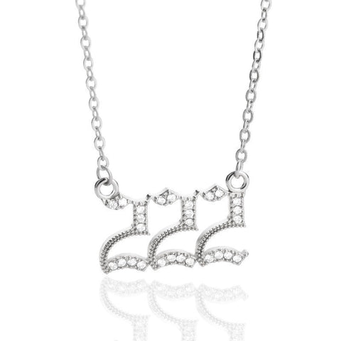 Minimalist Micro Zirconia Numeral Angel Pendant Necklace