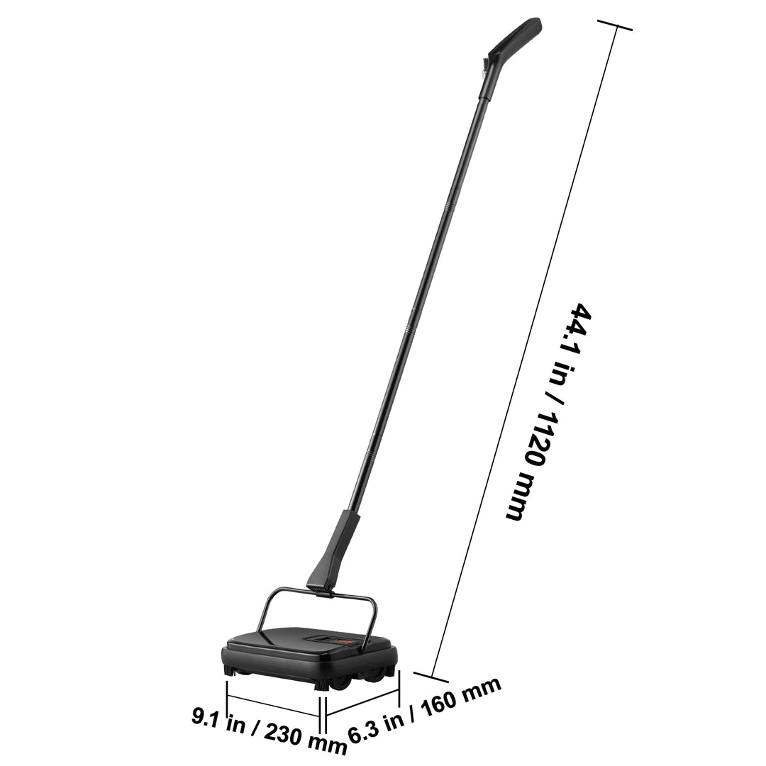 VEVOR Carpet Sweeper, 7.87 In Sweeping Paths, Floor Sweeper Manual Non Electric, 300 Ml Dustbin Capacity With Comb For Home Office Rugs Hardwood Surfaces Wood Floors Laminate, Cleans Dust Pet Hair