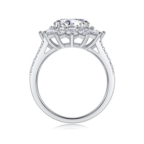 Sunflower - A Fashionable Diamond Jewelry Piece Set With 3-carat Moissanite S925 Sterling Silver And Platinum Diamond Ring