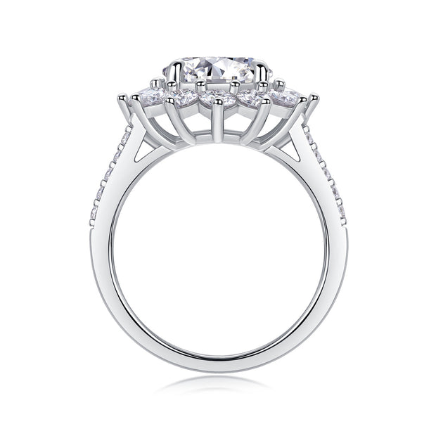 Sunflower - A Fashionable Diamond Jewelry Piece Set With 3-carat Moissanite S925 Sterling Silver And Platinum Diamond Ring