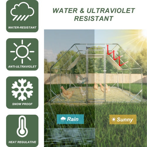 10 Ft. X 20 Ft. Galvanized Large Metal Walk In Chicken Coop Cage Farm Poultry Run Hutch Hen House