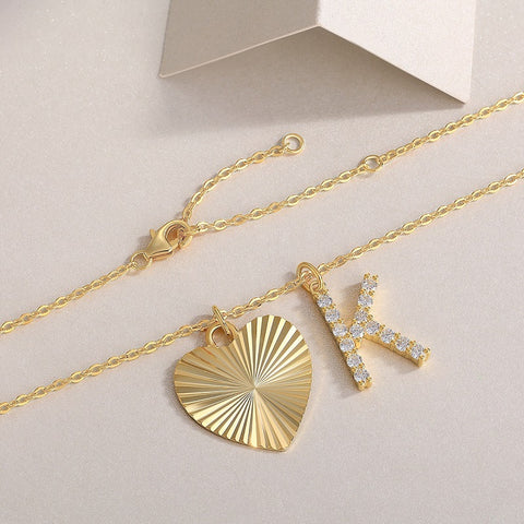 Heart Of Hearts Luxurious Fashion Diamond Pendant Necklace Set With Mosan Diamond Silver Ornaments