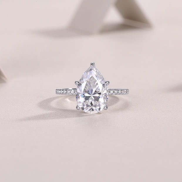 Light And Shadow - A Fashionable Diamond Jewelry Piece Set With Moissanite S925 Sterling Silver And Platinum Diamond Ring