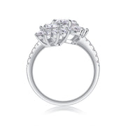 Petal Morning Dew - A Fashionable Diamond Jewelry Piece Set With 1-carat Moissanite S925 Sterling Silver And Platinum Diamond Ring