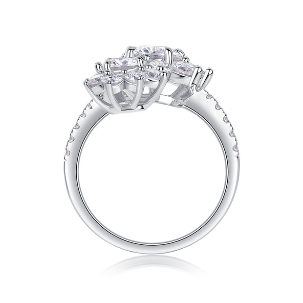 Petal Morning Dew - A Fashionable Diamond Jewelry Piece Set With 1-carat Moissanite S925 Sterling Silver And Platinum Diamond Ring