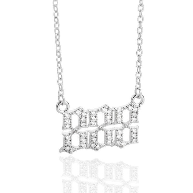 Minimalist Micro Zirconia Numeral Angel Pendant Necklace