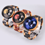 BOBO BIRD Thin Men Watch Original Wood Watches 2 Time Zone Display Quartz Wristwatch horloges mannen