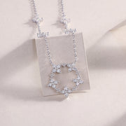 Iris Flower Luxurious Fashion Diamond Pendant Necklace Set With Mosan Diamond Silver Ornaments