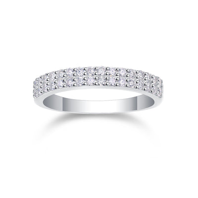 Luxury Fashion Double Row Diamond Ring With Moissanite Silver Ring