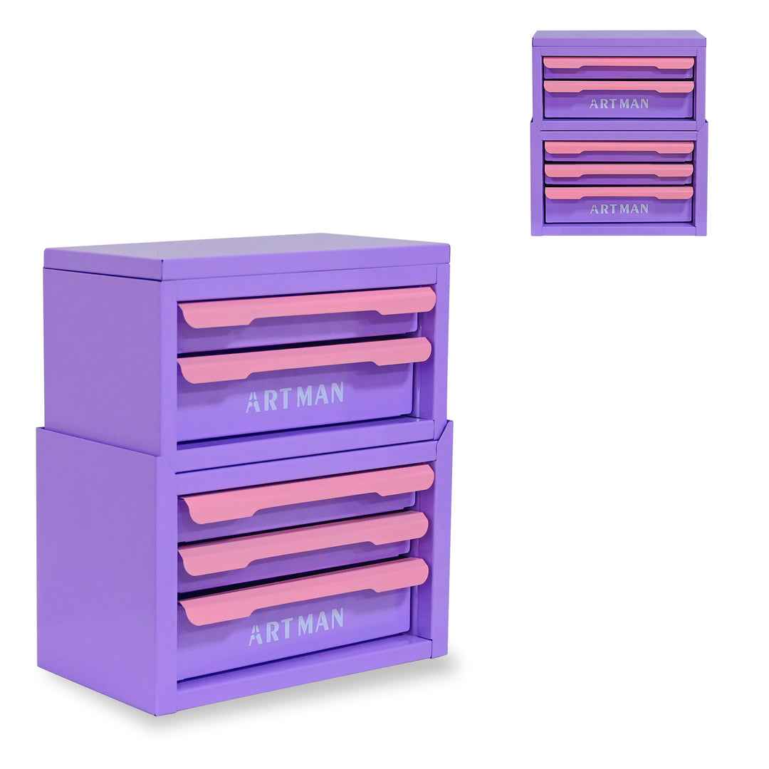 Drawer-style Desktop Storage Box, Office Workstation Organizing Magic Tool, Desk Stationery Storage Rack, Cosmetic Storage Cabinet--Purple-pink Color