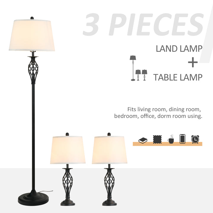 3 Piece Table Floor Lamp Set with Pole