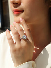 Starlight Shining - A Fashionable Jewelry Ring Set With 3-carat Moissanite S925 Sterling Silver And Platinum-plated Diamond