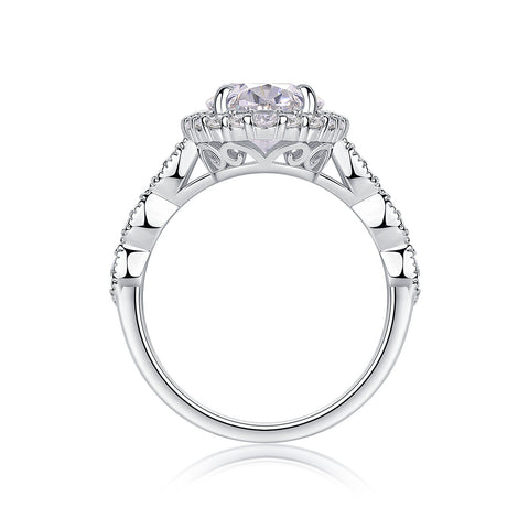Bright Moon - A Fashionable Diamond Jewelry Piece Set With Moissanite S925 Sterling Silver And Platinum-plated Diamond Ring