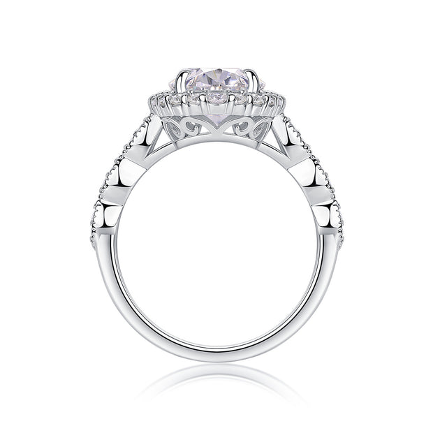 Bright Moon - A Fashionable Diamond Jewelry Piece Set With Moissanite S925 Sterling Silver And Platinum-plated Diamond Ring