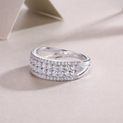 Multi-row Diamond Ring Luxury Fashion Set Moissanite Silver Ring