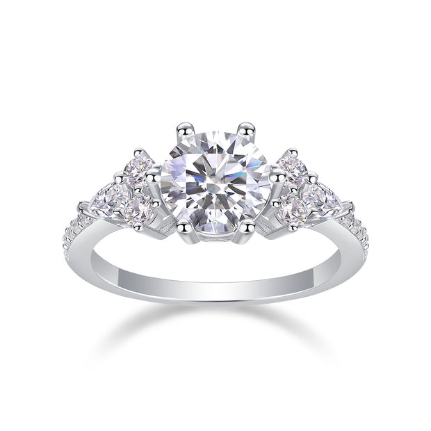 Luxury Fashion Diamond Ring Moissanite Silver Ring