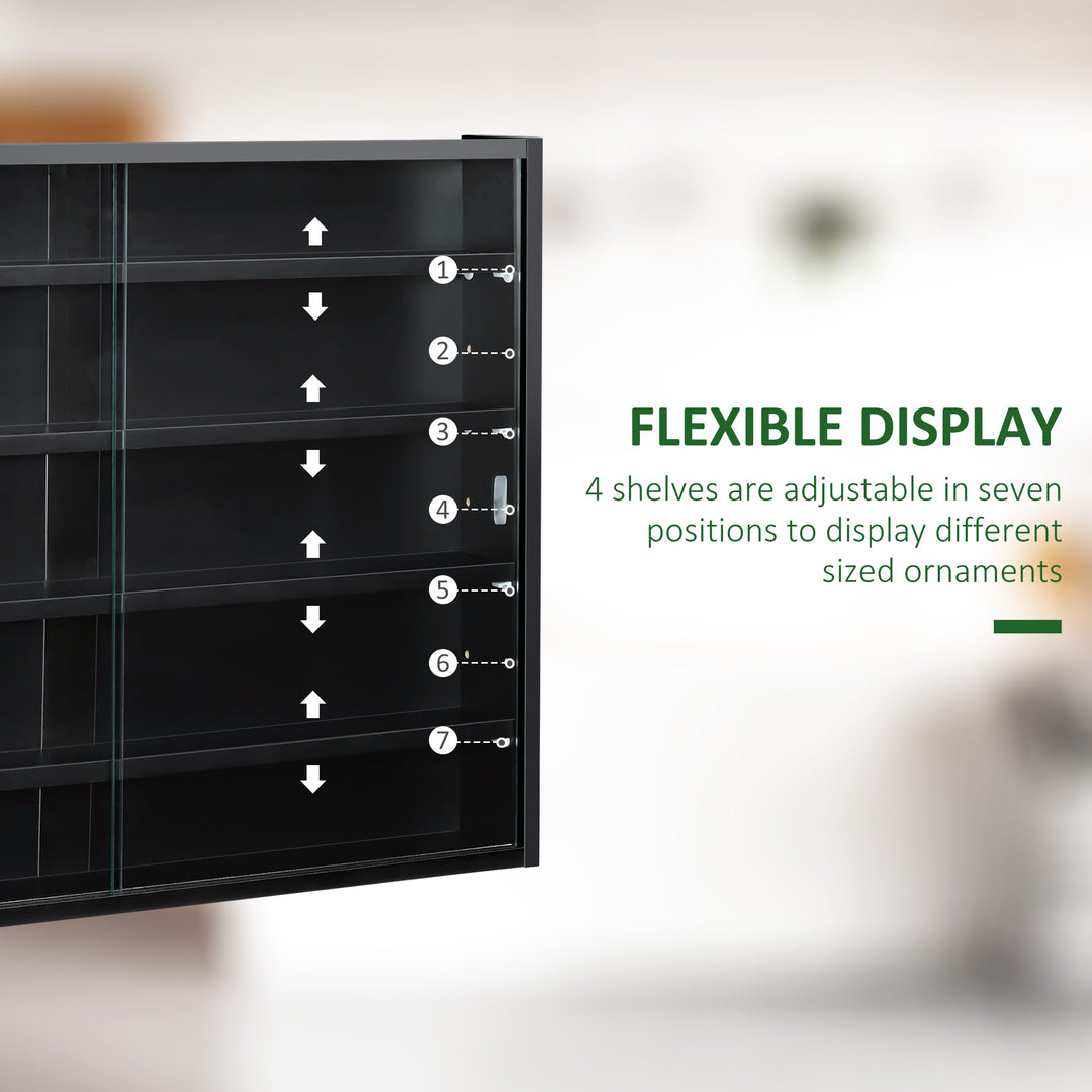 5-Tier Wall Shelf Display Cabinet with Doors and 4 Adjustable Shelves