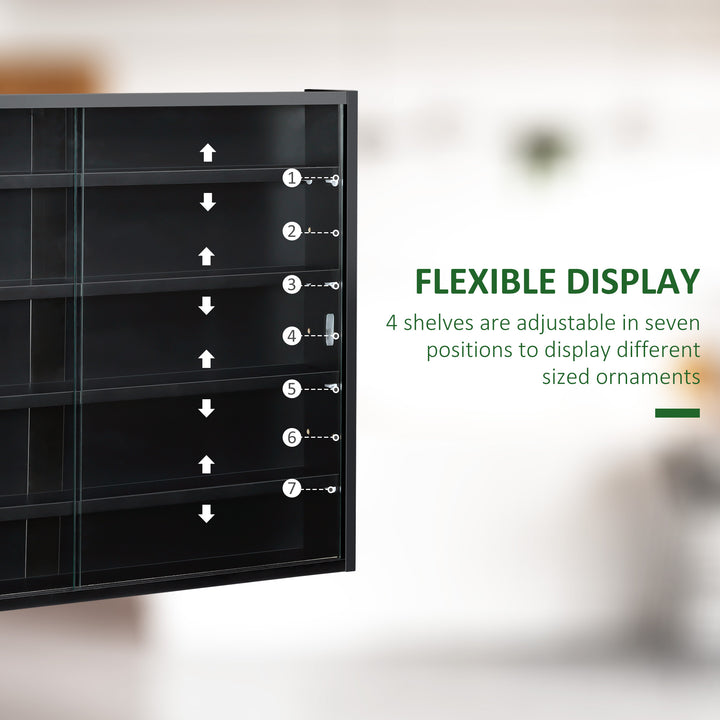 5-Tier Wall Shelf Display Cabinet with Doors and 4 Adjustable Shelves