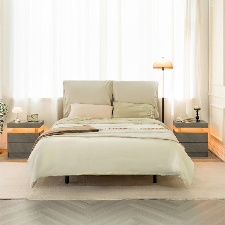 Nightstand LED Bedside Table Cabinet Lights Modern End Side