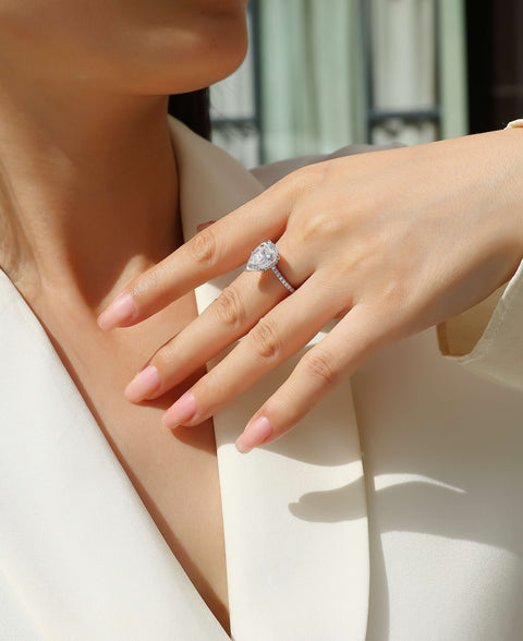 Light And Shadow - A Fashionable Diamond Jewelry Piece Set With Moissanite S925 Sterling Silver And Platinum Diamond Ring