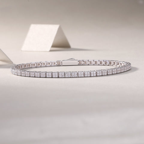 Piano Poet Luxurious Fashion Set Mosan Diamond S925 Silver Bracelet Rivaling Natural Diamonds
