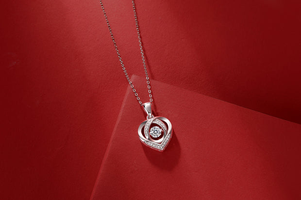 With You In My Heart - A Fashionable And Trendy Jewelry Necklace Pendant Set With 0.5-carat Moissanite S925 Sterling Silver And Platinum Plating