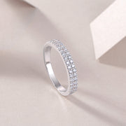 Luxury Fashion Double Row Diamond Ring With Moissanite Silver Ring