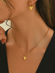 Lxalty 18K Gold Plated Stainless Steel Heart Jewelty Set For Women-Waterproof Hypoallergenic Necklace&Earrings Gift For Girlfriend Birthday Wedding Anniversary Daily Wear