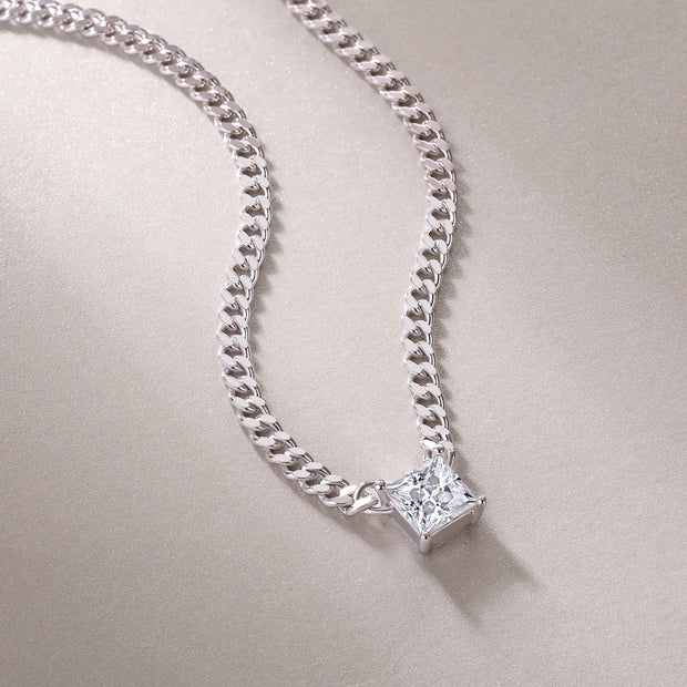 Zhang Yang - A Fashionable And Luxurious Diamond Jewelry Pendant Set With Square Moissanite S925 Sterling Silver