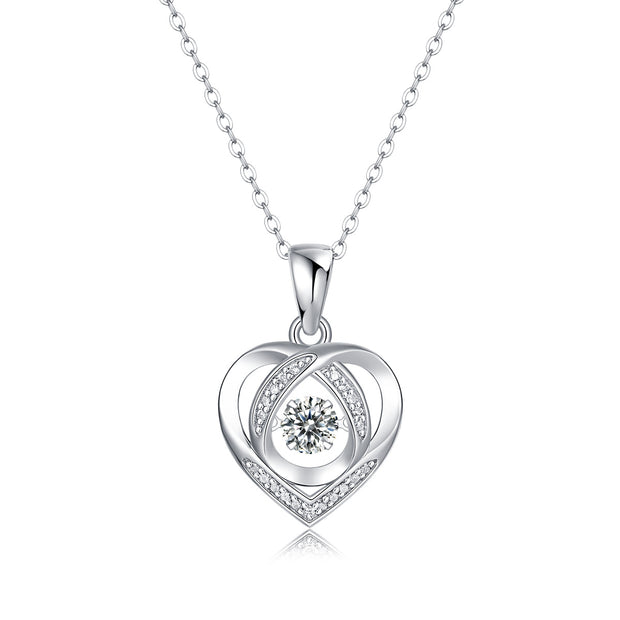 With You In My Heart - A Fashionable And Trendy Jewelry Necklace Pendant Set With 0.5-carat Moissanite S925 Sterling Silver And Platinum Plating