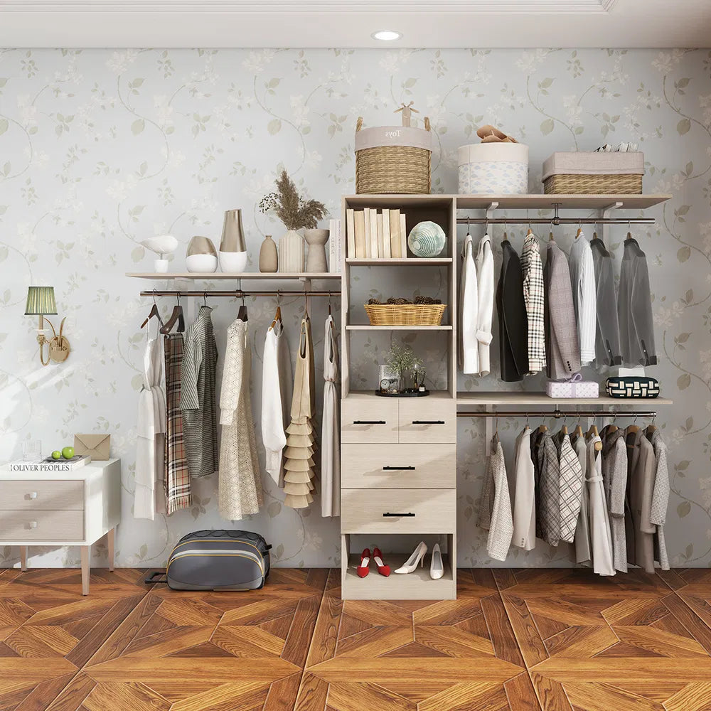 Closet Organizer System, Closet Organizers With Clothing Racks For Hanging Clothes, Closet System With Drawers ,Walk In Closet Organizers And Storage With Shelves, Walk In Closet System