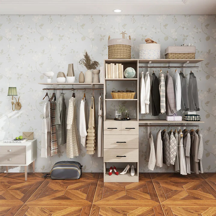 Closet Organizer System, Closet Organizers With Clothing Racks For Hanging Clothes, Closet System With Drawers ,Walk In Closet Organizers And Storage With Shelves, Walk In Closet System