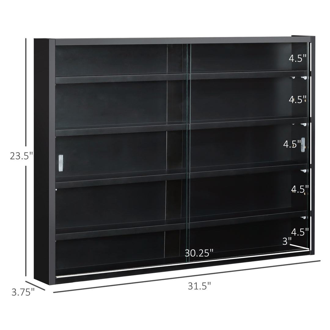 5-Tier Wall Shelf Display Cabinet with Doors and 4 Adjustable Shelves
