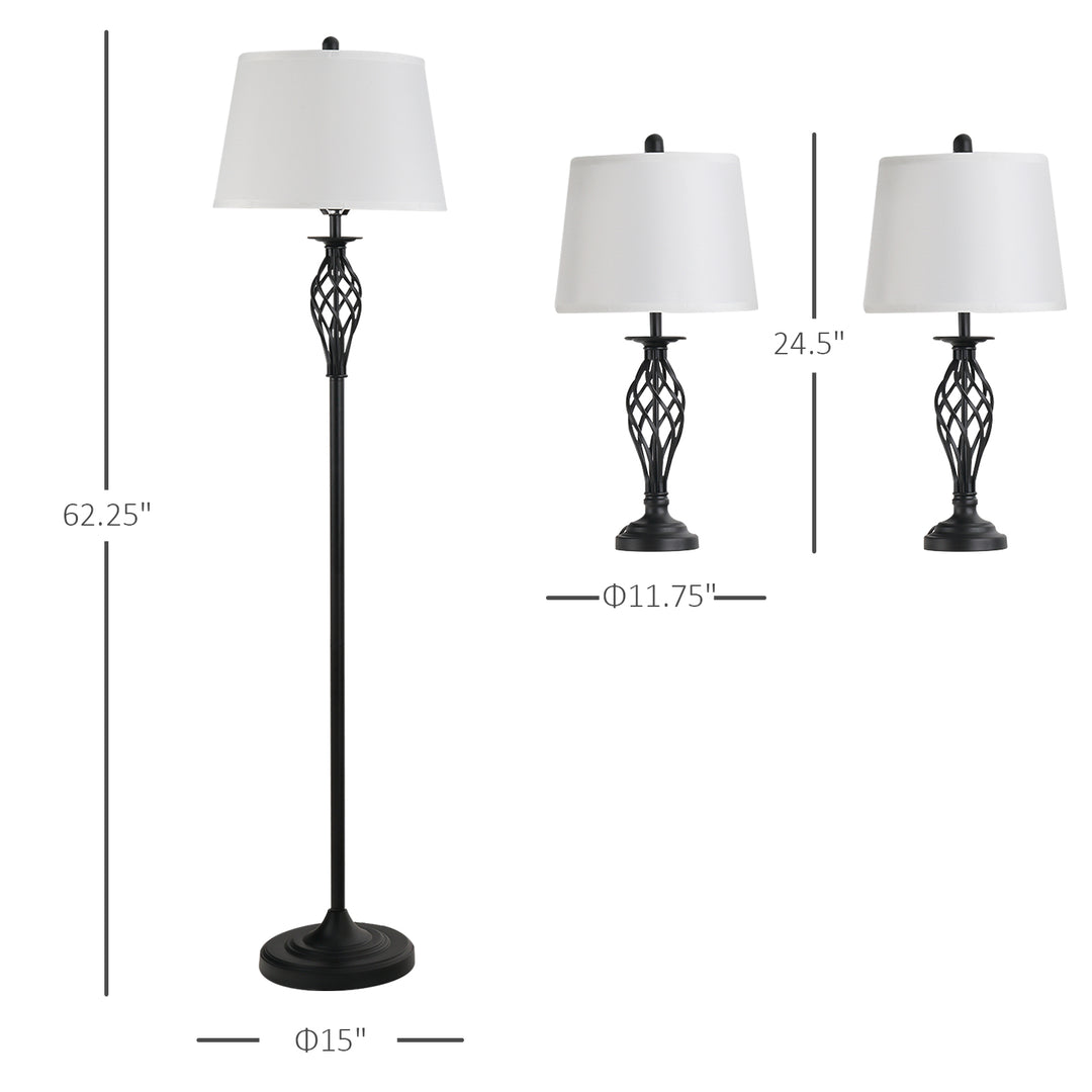 3 Piece Table Floor Lamp Set with Pole