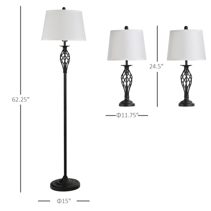 3 Piece Table Floor Lamp Set with Pole