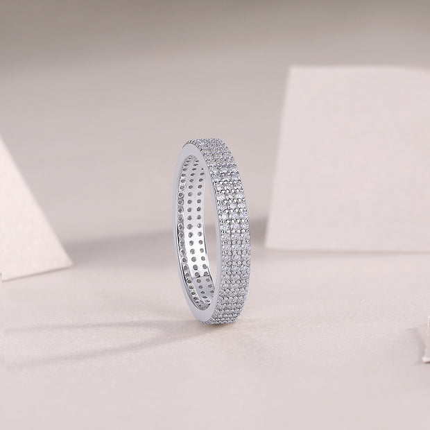 Light Up The Moments - A Fashionable Jewelry Ring Set With Moissanite S925 Sterling Silver And Platinum-plated Diamond