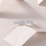 Luxury Fashion Double Row Diamond Ring With Moissanite Silver Ring