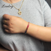 Lxalry 18K Gold Plated Copper Rainbow Zircon Bracelet - Colorful Gem Tennis Chain For Gifting & Everyday Glam - Non-Tarnish, Hypoallergenic, Y2K Trending Jewelry