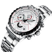 NIBOSI Three Eyes Six Hands Quartz Watch