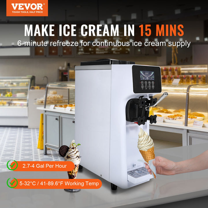 Commercial Ice Cream Machine, 10.6 QT/H Yield