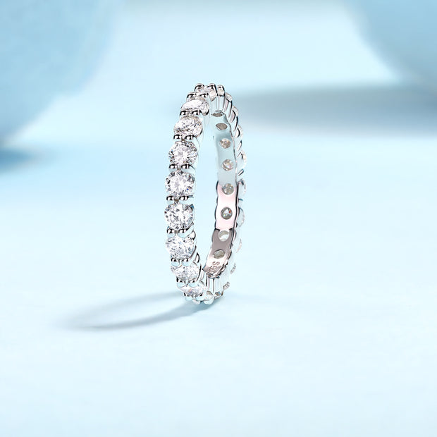 Luxury Fashion Diamond Ring, Row Diamond Ring, Moissanite Silver Ring, Jewelry