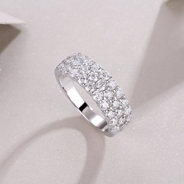 Multi-row Diamond Ring Luxury Fashion Set Moissanite Silver Ring