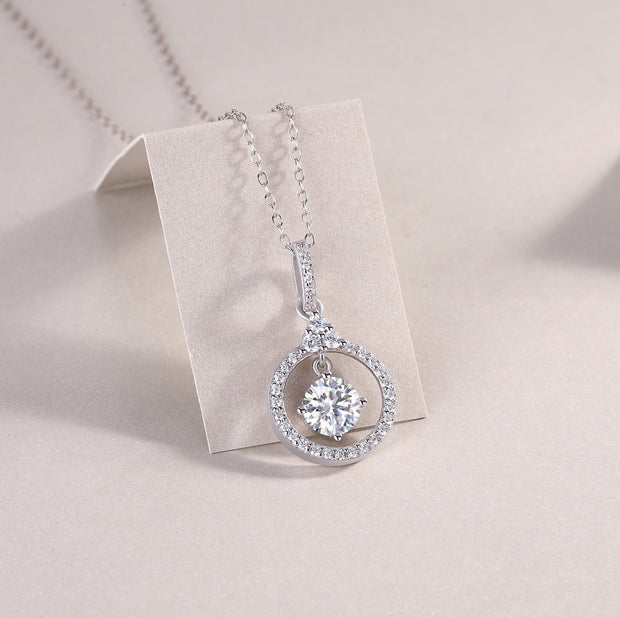 Love Ring - A Fashionable And Luxurious Diamond Jewelry Pendant Set With 1-carat Moissan Diamond S925 Sterling Silver And Platinum Plating